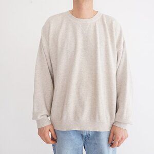 Vintage Eddie Bauer Beige Cotton Textured Ribbed 100% Cotton Ribbed Sweater XL